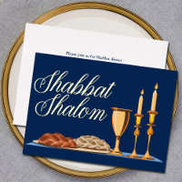 Shabbat Shalom Jewish Dinner Navy Blue Gold