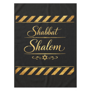Shabbat Shalom Joods Judaica Goud Zwart Luxe Tafelkleed