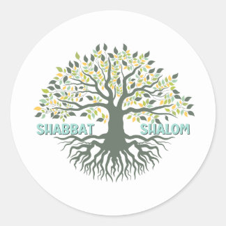 Shabbat Shalom Levensboom Ez Hachaim Joods Ronde Sticker