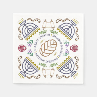 Shabbat Shalom Modern Cocktail Napkins Servet