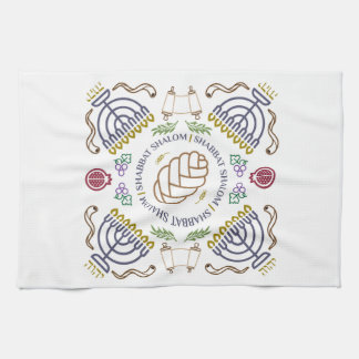 Shabbat Shalom Modern Hand Towel Theedoek