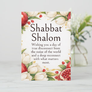 Shabbat Shalom, Rode Granaatappels, Gouden Tulpen Kaart