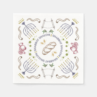 Shabbat Shalom Traditional Cocktail Napkins Servet