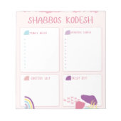 Shabbos-menuplanner Notitieblok (Voorkant)