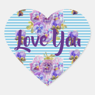 Shabby Baby Blue Stripe bloemen bloemen Liefde Hea Hart Sticker