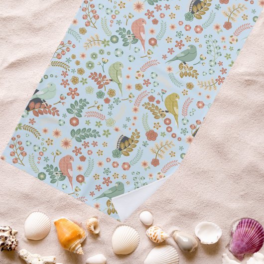 Shabby Birds & Branches Blue Strandlaken