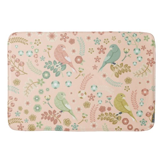 Shabby Birds & Branches Pastel Salmon Badmat (Voorkant)