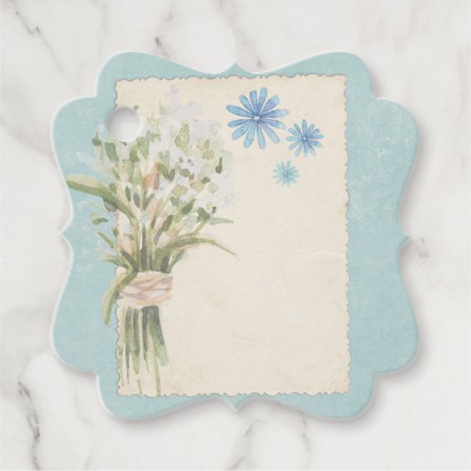 Shabby Blue Floral Collage Scrapbook Embellishment Bedankjes Labels (Voorkant)