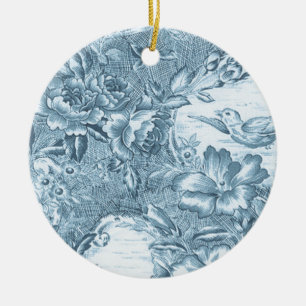 Shabby Blue French Toile Keramisch Ornament