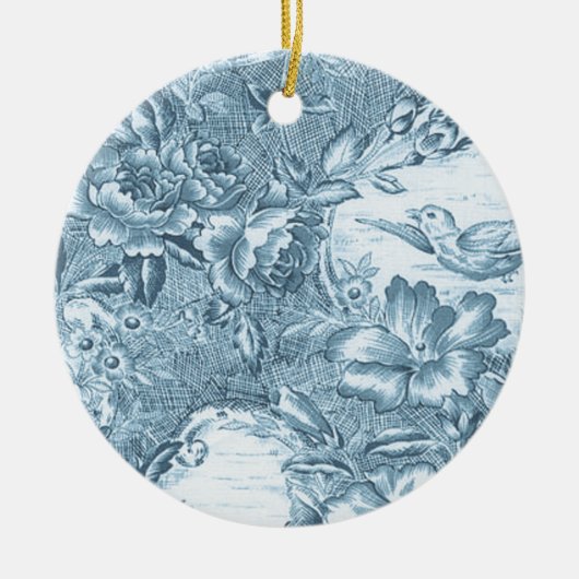Shabby Blue French Toile Keramisch Ornament (Voorkant)