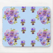 Shabby Blue Pansy floral Computer Mouse Mat Pad Muismat (Voorkant)