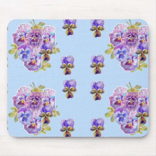 Shabby Blue Pansy floral Computer Mouse Mat Pad Muismat (Voorkant)