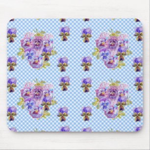 Shabby Blue Pansy floral Computer Mouse Mat Pad Muismat