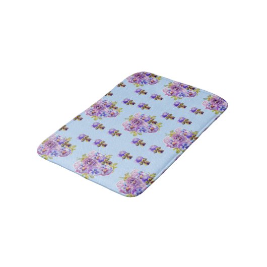 Shabby Blue Pansy viola bloemen Bath Mat (Gekanteld)