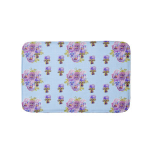 Shabby Blue Pansy viola bloemen Bath Mat