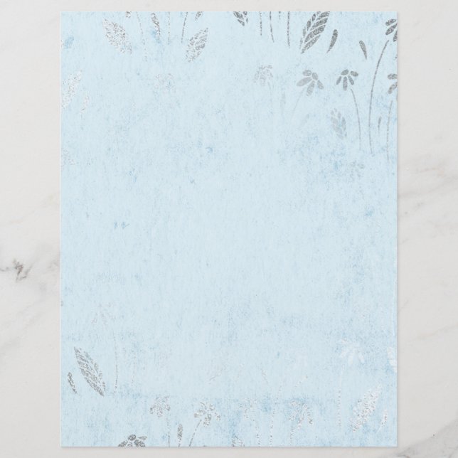 Shabby Blue & Silver Flower Scrapbook Paper (Voorkant)