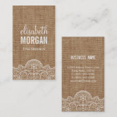 Shabby Burlap met Elegant Lace - Retro Rustic Visitekaartje (Voorkant / Achterkant)