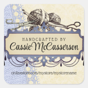 Shabby chandelier breinnaaldgaren vierkante sticker