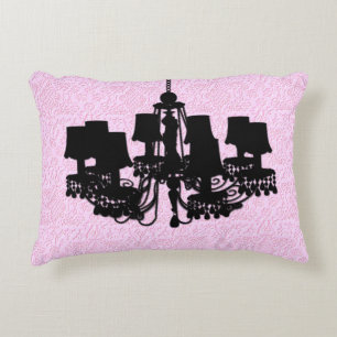 Shabby Chandelier Silhouette, roze-ACCENT PILLOW Decoratief Kussen