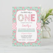 Shabby Chic 1er anniversaire Invitation (Debout devant)
