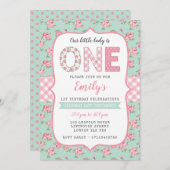 Shabby Chic 1er anniversaire Invitation (Devant / Derrière)