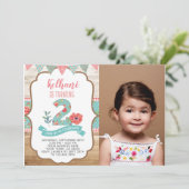 Shabby Chic 2e anniversaire Invitation avec photo (Debout devant)
