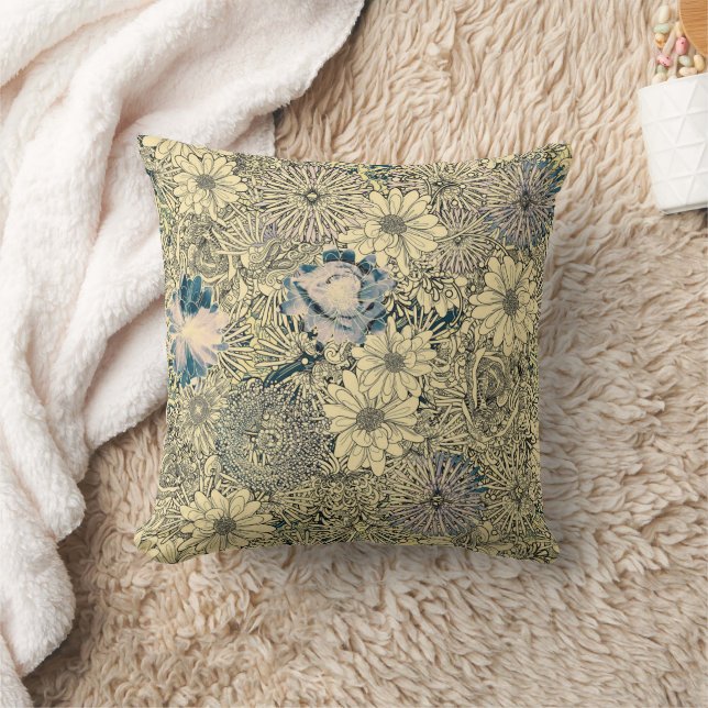  Shabby Chic Abstract Bloemen Illustratie Kussen (Deken)