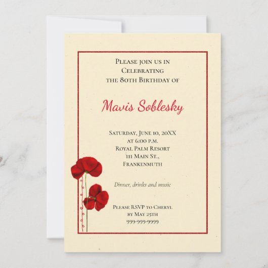 Shabby Chic Anniversaire Fête Invitation (Dos)