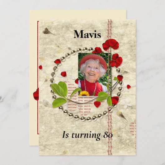 Shabby Chic Anniversaire Fête Invitation (Devant / Derrière)