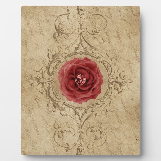  Shabby Chic Antiek Single Red Rose Fotoplaat (Voorkant)