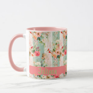 Shabby Chic avec mug à nom en coquille Saint-Jacqu