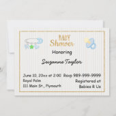 Shabby Chic Baby Boy Blue Baby shower Invitation (Dos)