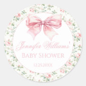 Shabby chic baby shower arc rose merci sticker (Devant)