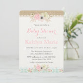 Shabby Chic Baby shower Invitation Kaart (Staand voorkant)