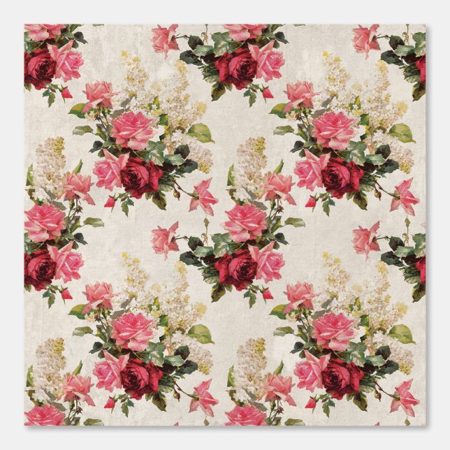 Shabby Chic Beige Antiek  Rozen & Bloemen Behang (Voorkant)