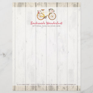 Shabby Chic  Bicycle op Rustige Wood Aangepast Persoonlijk Briefhoofd