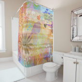 Shabby Chic Bird Flower Cute Waterverf Painting Douchegordijn (In situ)