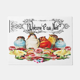 Shabby Chic Birds Welkom in onze nesttijd Deurmat