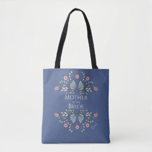 Shabby Chic Blauw Roze Bloem Moeder van de Bruid Draagtas