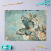 Shabby chic blauw vlinder & blush rozen tissuepapier (Craft)
