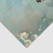 Shabby chic blauw vlinder & blush rozen tissuepapier (Detail)