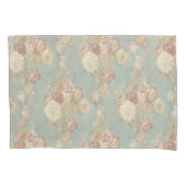 Shabby Chic Blauw Wit en Geel Bloemen Kussensloop (Voorkant-Links)