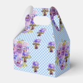 Shabby Chic Blauwe Gingham Viooltjes Bruiloft Bloe Bedankdoosjes (Achterkant)