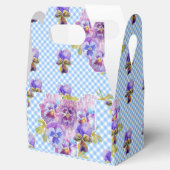 Shabby Chic Blauwe Gingham Viooltjes Bruiloft Bloe Bedankdoosjes (Geopend)