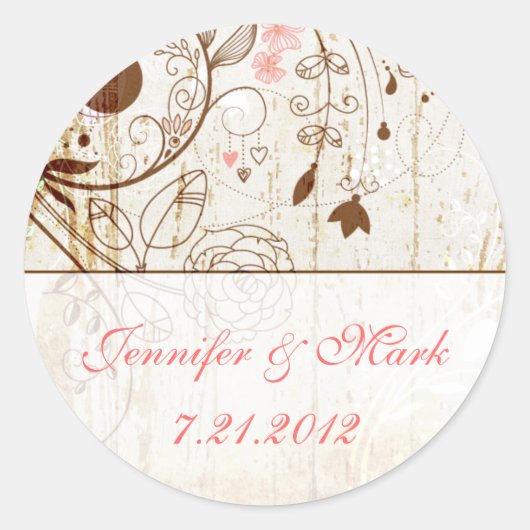  Shabby Chic Bloemen Bruiloft Sticker (Voorkant)