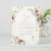 Shabby chic bloemen Sweet 16 Kaart (Staand voorkant)