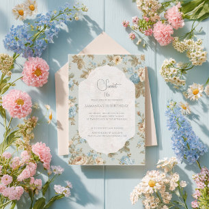 Shabby Chic bloemen Verjaardag Kaart