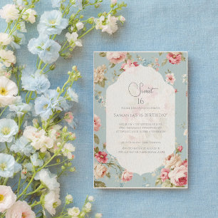 Shabby Chic bloemen Verjaardag Kaart