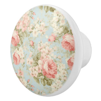 Shabby Chic  Bloemen Victoriaans Roze Rozen Keramische Knop