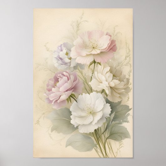 Shabby Chic Bloemen Wall Art Poster (Voorkant)